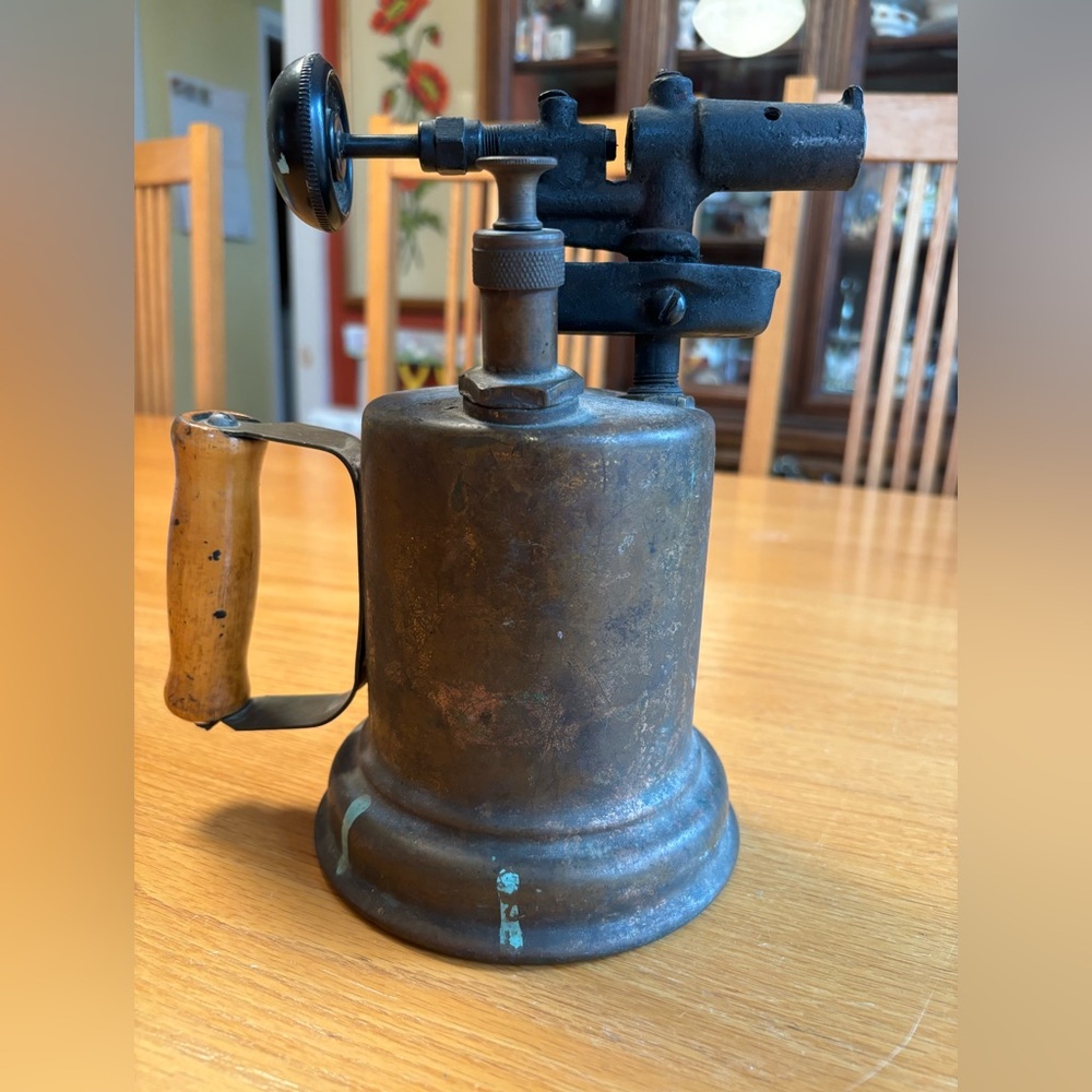 Vintage Brass Blowtorch with Wooden Handle 504